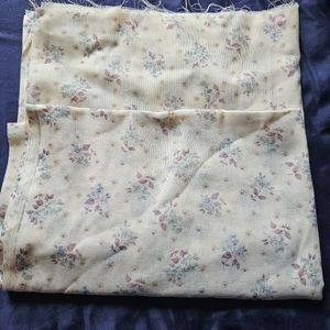 Vintage 1970s Wamsutta Mills Sheer Floral Voile Fabric 2 Yds Yellow Blue Plum